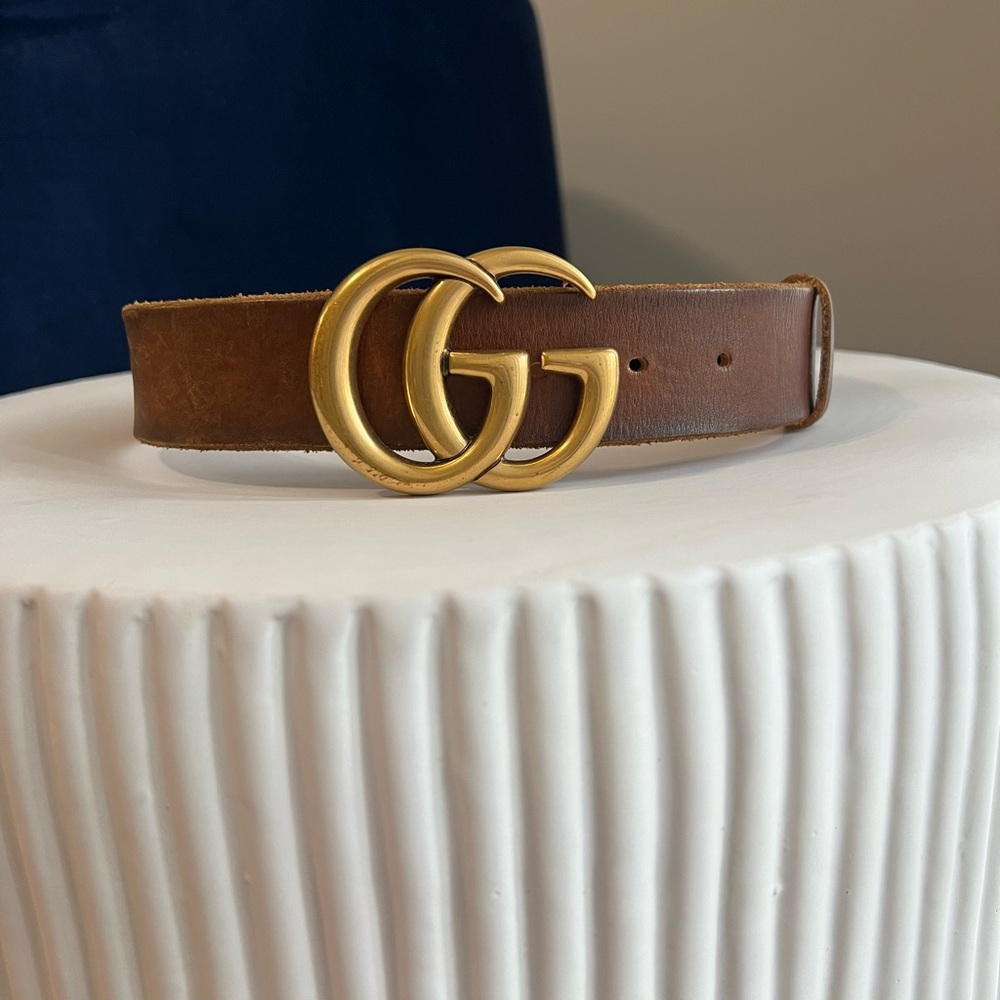 Authentic Brown Leather Gucci Belt
